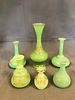 6 pieces of green french opaline