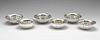 A mid-twentieth century Italian silver set of six bowls with matching saucers, each of lobed outline