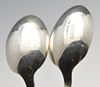 A cased set of six 1940's silver coffee spoons, each decorated with foliate pendant terminals. Hallm