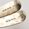 A pair of Victorian silver Fiddle pattern table spoons with initialled terminals, hallmarked London