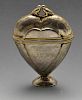 A late eighteenth century Scandinavian Hovedvansaeg, the heart shaped box standing on a flared foot,