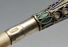 An early twentieth century Russian imported silver cigarette holder, the tapered form with cloisonnÚ