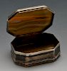 A George III silver mounted and agate box of octagonal sided form. Hallmarked with lion passant only