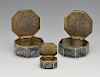 A selection of three similar Indian pandan or betel boxes, comprising an octagonal example set with