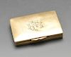 A 1960's 9ct gold small snuff or pill box, of plain rectangular form having engraved initials to the