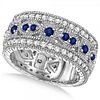VINTAGE BYZANTINE DIAMOND & BLUE SAPPHIRE RING 14K