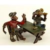 Early 20th Century Bergmann Cold Painted Vienna Bronze Group "Two Monkeys With Cigars"