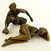 Antique Bergmann Erotic Cold Painted Vienna Bronze 2 Piece "Satyr and Nymph"