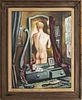 Mid-Century Signed Illegibly Male Nude Watercolor