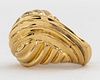 Vintage 14K Yellow Gold Wavy Ribbed Dome Ring