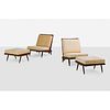 GEORGE NAKASHIMA Two Cushion chairs and ottomans