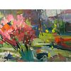 Impressionism Fuchsia Tree Park Landscape Oil Painting