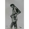 Abstract Acrylic Painting Male Nude Figure