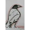 Large Original Pink Raven Crow Bird Acrylic Painting