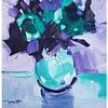 Contemporary Blue Purple Flowers Still Life