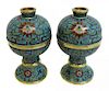 Pair 19th C. Chinese Cloisonne Lidded Containers