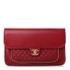 CHANEL NEW DARK RED LAMBSKIN GOLD CHAIN CC UNCHAINED FLAP MAXI CLUTCH
