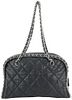 CHANEL BLACK QUILTED LEATHER CHAIN AROUND BOWLER BAG
