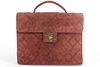 CHANEL JUMBO BURGUNDY QUILTED SUEDE ATTACHE BUSINESS KELLY BRIEFCASE