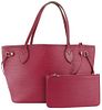 LOUIS VUITTON FUCHSIA EPI LEATHER NEVERFULL PM TOTE WITH POUCH