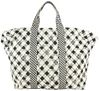 CHANEL XL BLACK X WHITE CROSS HATCH QUILTED GRAPHIC TOTE BAG