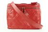 CHANEL RED QUILTED VANITY CASE TOTE BOX WITH STRAP