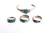 Navajo Old Pawn Silver Turquoise Rings & Bracelet