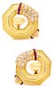 Chaumet 18k gold Earring with 2.80 Ctw in Diamonds & Rubies