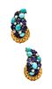 Kutchinsky 19.56 Cts Diamonds sapphires & turquoises 18k  Earrings