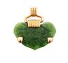 Fred of Paris carved Nephrite green jade 18k Gold Pendant