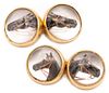 London Essex glass equestrian cufflinks in 9k gold