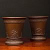 Pair of Staffordshire Red Stoneware Small Flower Pots and Stands