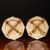 Pair of Staffordshire Cream Colored Earthenware Octagonal Plates