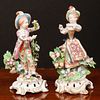 Pair of English Porcelain Models of Gardner and Companion, Possibly Bow