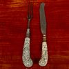 Two Staffordshire Agate Earthenware Fork and Knife Handles