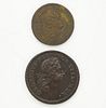 Grp: 2 William Woods Rosa Americana Half and One Penny 1722