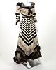 Black and Ivory Striped Satin Dress c. 1900
