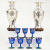 Grp: 7 Chinese Silver Enamel Cups & 2 Vases