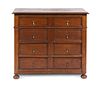 A Charles II Style Oak Chest of Drawers Height 42 x width 20 1/2 x depth 36 1/2 inches.