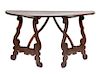 A Pair of Spanish Baroque Walnut Console Tables Height 33 x width 58 1/2 x depth 21 1/2 inches.
