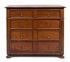 A Charles II Style Oak Chest of Drawers Height 37 x width 43 x depth 20 1/2 inches.