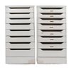 A Pair of White Painted Banks of Drawers Height 60 1/2 x width 31 x depth 12 inches.