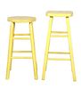 Two Yellow Painted Stools Height of tallest 29 1/2 inches.