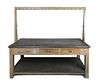A Metal-Clad Kitchen Work Table Height overall 73 1/4 inches x width 83 7/8 inches x depth 37 1/2 inches.