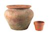 A Large Terracotta Pot Height of terracotta pot 13 1/4 inches x diameter 13 1/2 inches.