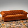 Brass-Studded and Tufted Mohair Chesterfield Sofa