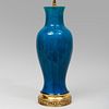 Chinese Blue Glazed Porcelain Vase Mounted as a Lamp