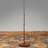 Asian Inspired Painted Metal and Inlaid Stone Floor Lamp