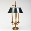 Brass and TÃ´le Three-Light Bouillotte Lamp