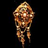 Mid 19th C. 18k gold gold/ natural pearl broche
